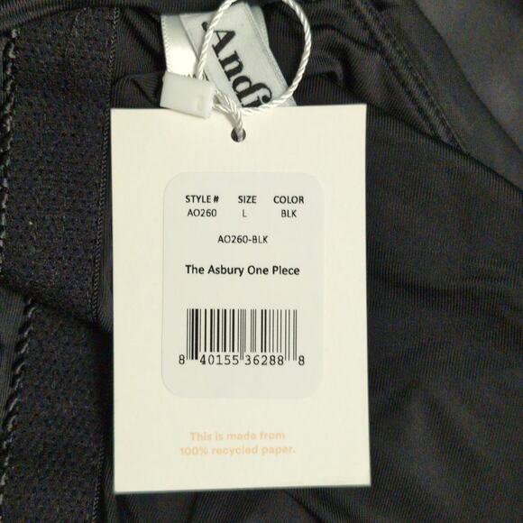 Andie Asbury Eco Nylon One Piece Black Adjustable Criss Cross Back L New - Picture 10 of 10